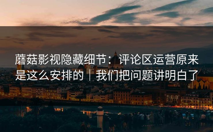 蘑菇影视隐藏细节:评论区运营原来是这么安排的|我们把问题讲明白了