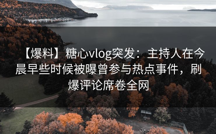 【爆料】糖心vlog突发：主持人在今晨早些时候被曝曾参与热点事件，刷爆评论席卷全网
