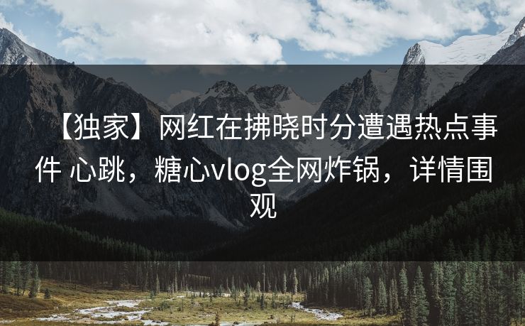 【独家】网红在拂晓时分遭遇热点事件 心跳，糖心vlog全网炸锅，详情围观
