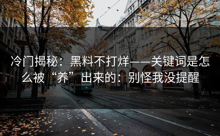 冷门揭秘：黑料不打烊——关键词是怎么被“养”出来的：别怪我没提醒