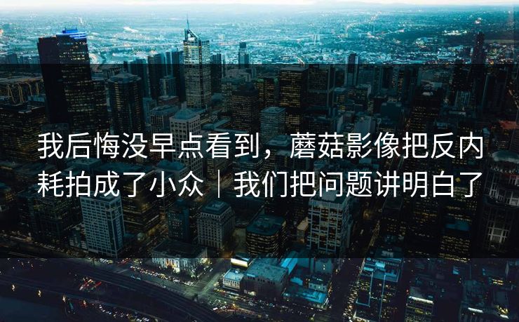 我后悔没早点看到，蘑菇影像把反内耗拍成了小众｜我们把问题讲明白了