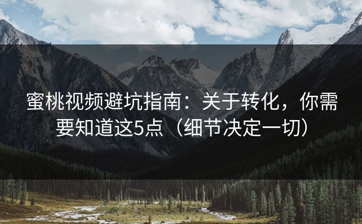 蜜桃视频避坑指南：关于转化，你需要知道这5点（细节决定一切）