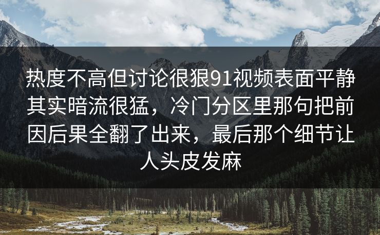 热度不高但讨论很狠91视频表面平静其实暗流很猛，冷门分区里那句把前因后果全翻了出来，最后那个细节让人头皮发麻